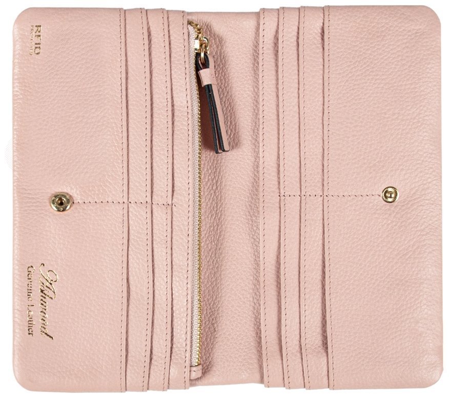 Шкіряний жіночий гаманець на два складення з кнопкою Ashwood J56 94193 (рожевого кольору) modnotak фото №3