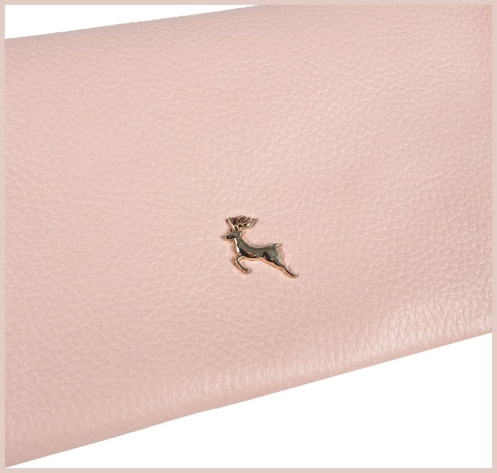 Шкіряний жіночий гаманець на два складення з кнопкою Ashwood J56 94193 (рожевого кольору) modnotak фото №7