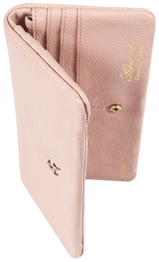 Шкіряний жіночий гаманець на два складення з кнопкою Ashwood J56 94193 (рожевого кольору) modnotak фото №8