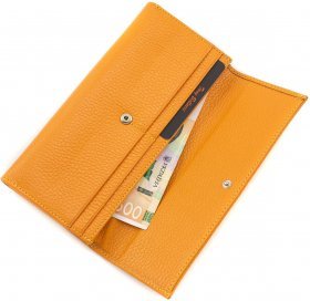 Яскравий гаманець оранжевого кольору з натуральної шкіри з двома відділами Tony Bellucci (10826) - 2