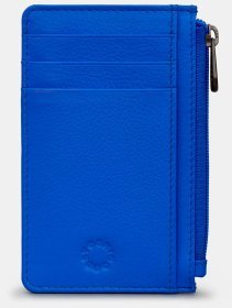Женский кардхолдер из натуральной зернистой кожи синего цвета Yoshi 94393