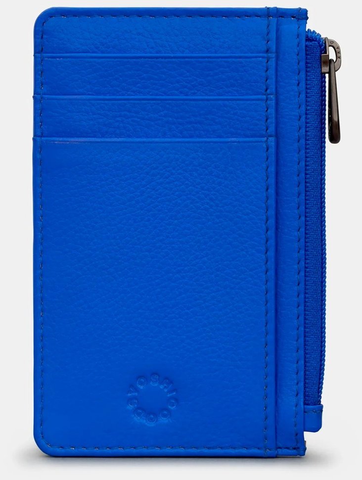 Женский кардхолдер из натуральной зернистой кожи синего цвета Yoshi 94393 modnotak фото №1