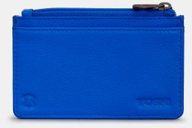 Женский кардхолдер из натуральной зернистой кожи синего цвета Yoshi 94393