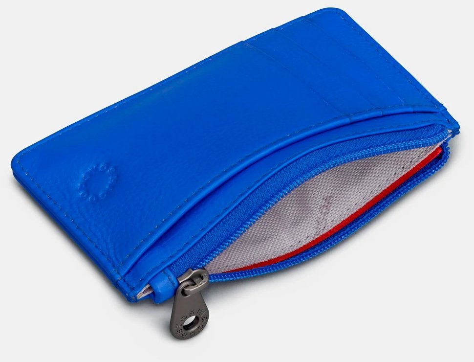 Женский кардхолдер из натуральной зернистой кожи синего цвета Yoshi 94393 modnotak фото №3