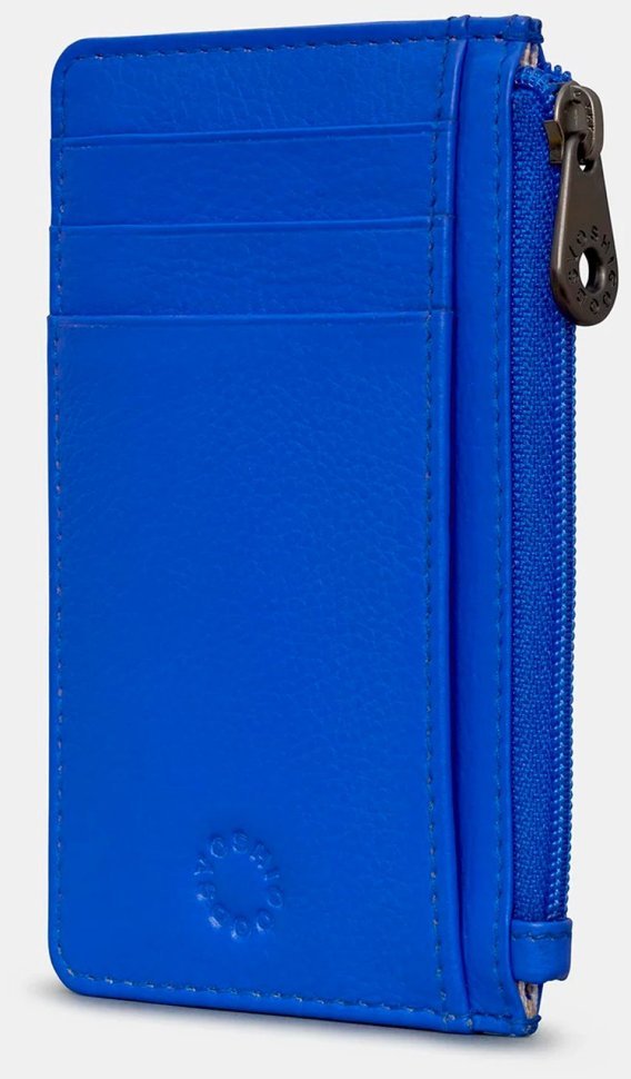 Женский кардхолдер из натуральной зернистой кожи синего цвета Yoshi 94393 modnotak фото №4