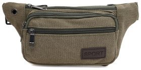 Сумка бананка для мужчин на каждый день из прочного текстиля Monsen 104493 зеленого цвета