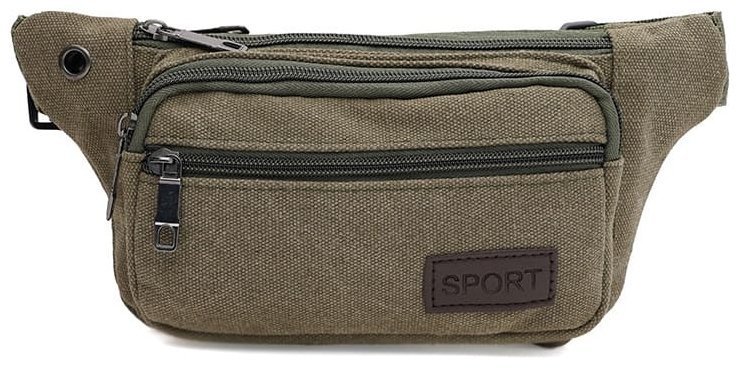 Сумка бананка для мужчин на каждый день из прочного текстиля Monsen 104493 зеленого цвета modnotak фото №1