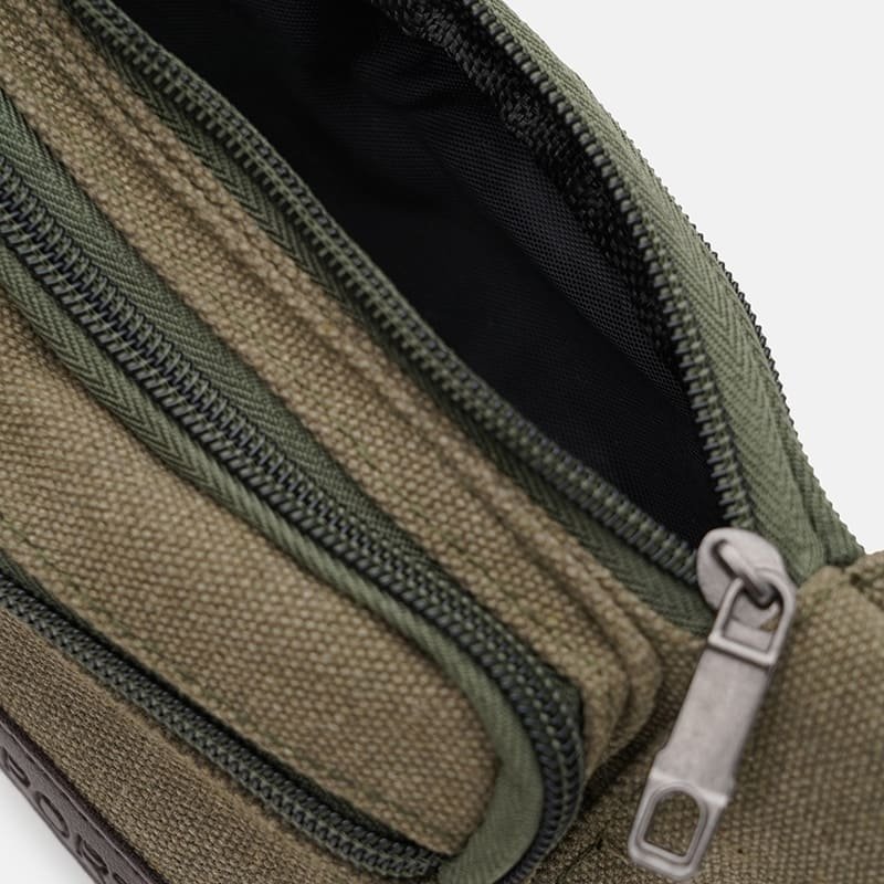 Сумка бананка для мужчин на каждый день из прочного текстиля Monsen 104493 зеленого цвета modnotak фото №3