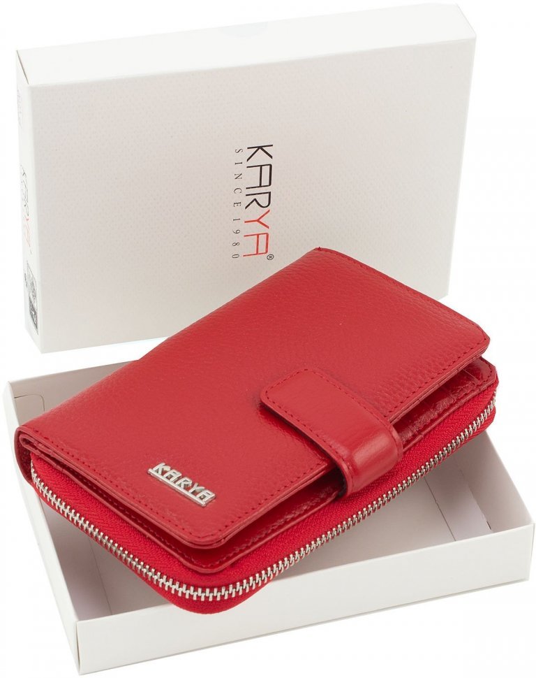 Червоний гаманець вертикального типу з натуральної шкіри KARYA (1137-46)