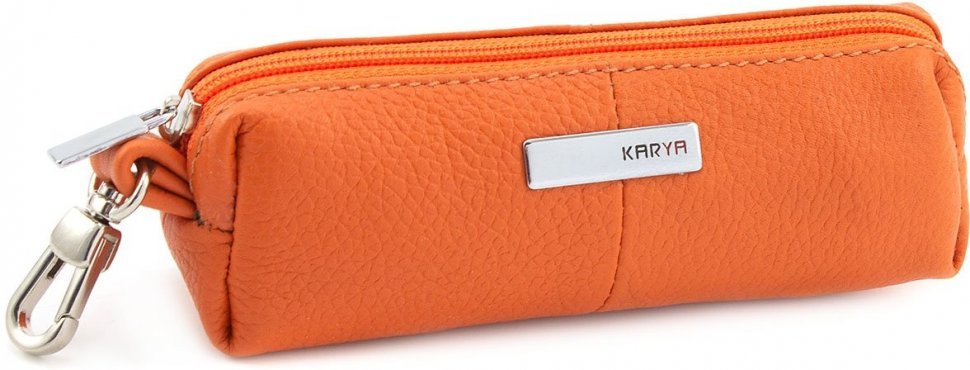Кожаная ключница оранжевого цвета на молнии KARYA (436-031)