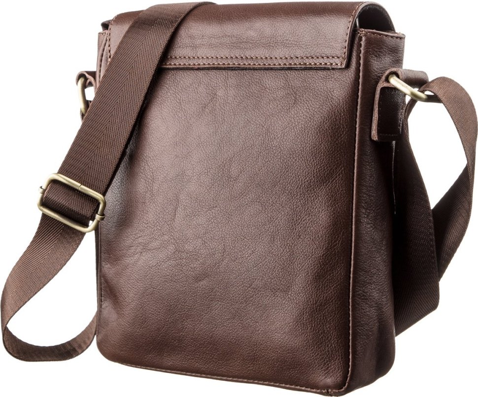 Добротна вертикальна сумка-планшет із натуральної шкіри коричневого кольору SHVIGEL (19101)