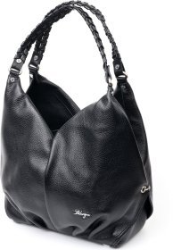 Повсякденна сумка жіноча чорного кольору з натуральної шкіри з двома ручками KARYA (2420879)