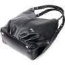 Повсякденна сумка жіноча чорного кольору з натуральної шкіри з двома ручками KARYA (2420879) - 8