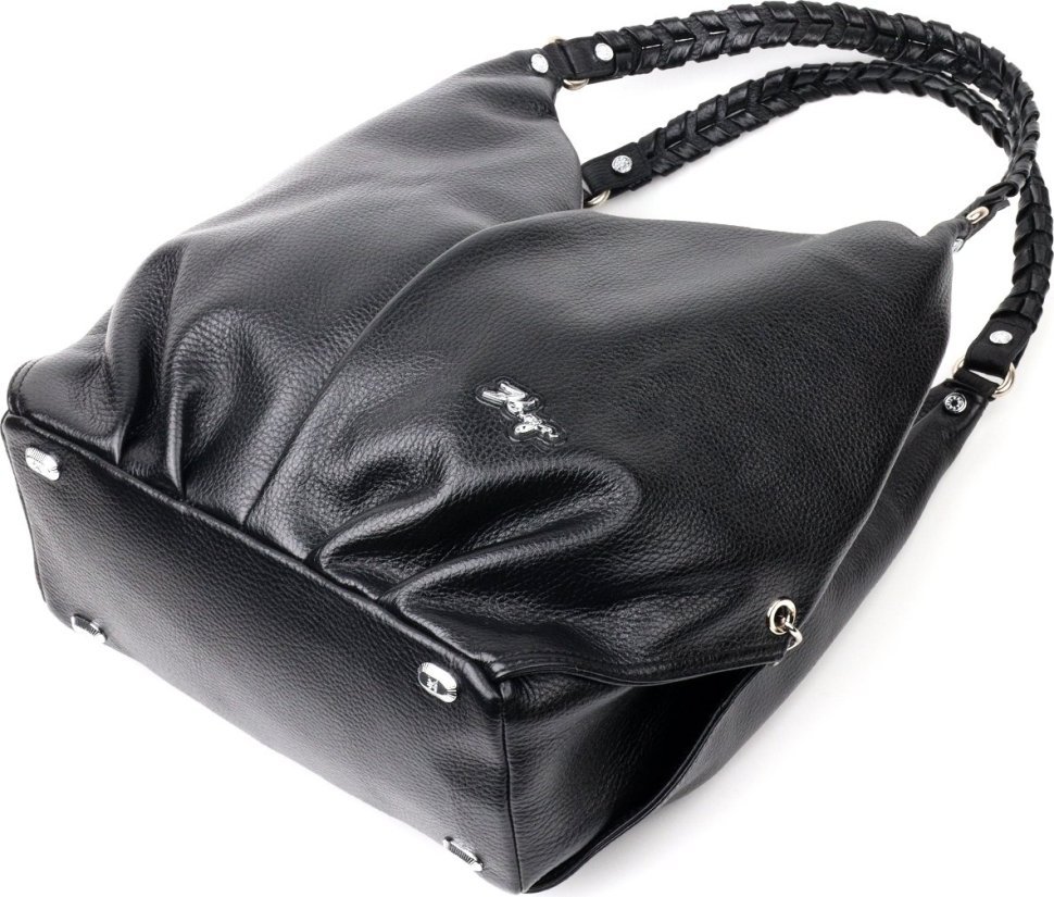 Повседневная женская сумка черного цвета из натуральной кожи с двумя ручками KARYA (2420879)