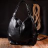 Повсякденна сумка жіноча чорного кольору з натуральної шкіри з двома ручками KARYA (2420879) - 10