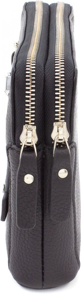 Кожаная барсетка на две молнии из фактурной кожи Leather Collection (11145)
