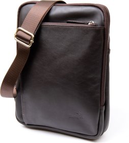 Чоловіча темно-коричнева сумка-планшет з гладкої шкіри на два автономні відділи SHVIGEL (11282)