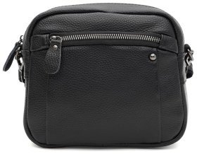 Жіноча сумка крос-боді з натуральної шкіри флотар Borsa Leather 94693 чорного кольору