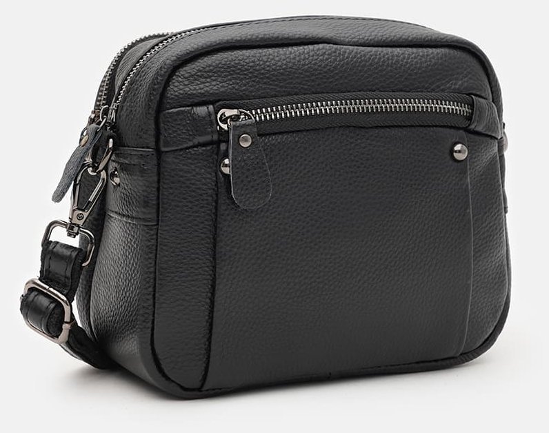 Женская сумка кросс-боди из натуральной кожи флотар Borsa Leather 94693 черного цвета modnotak фото №2