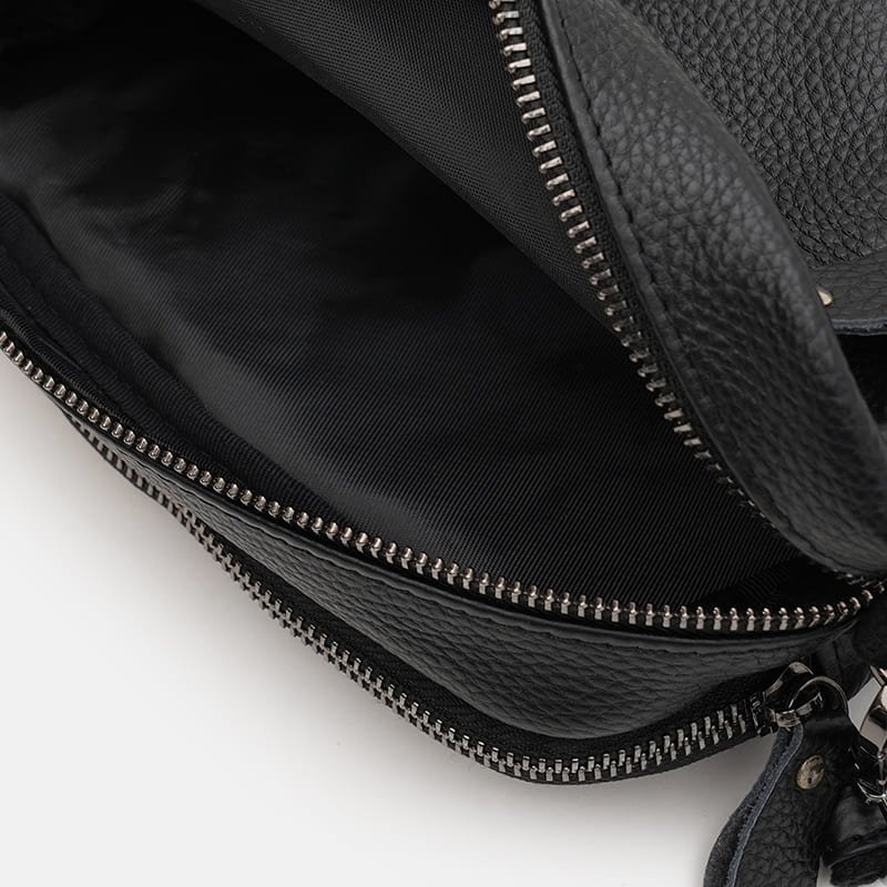 Женская сумка кросс-боди из натуральной кожи флотар Borsa Leather 94693 черного цвета modnotak фото №5