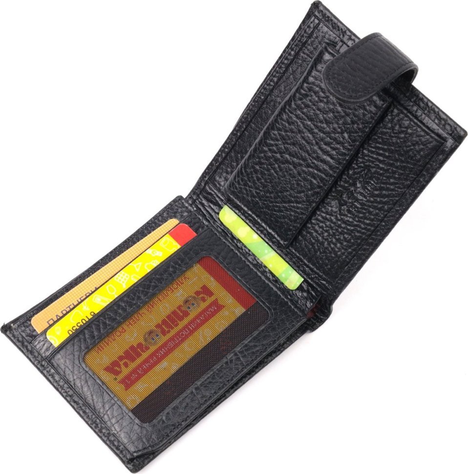 Класичний чоловічий гаманець із натуральної шкіри в чорному кольорі KARYA (2421079)