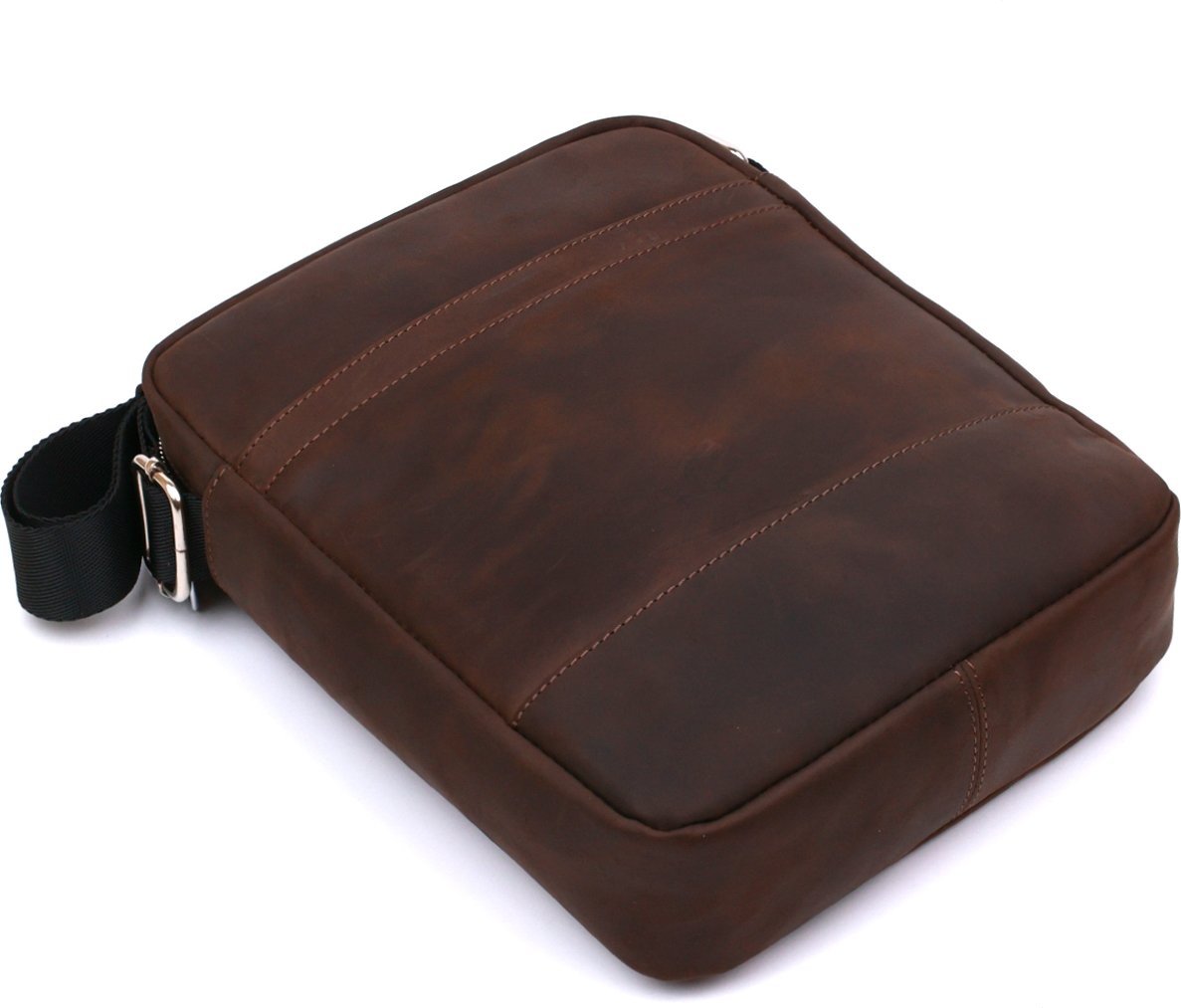Мужская коричневая сумка-планшет из кожи крейзи хорс с длинным ремешком на плечо Shvigel (16332)
