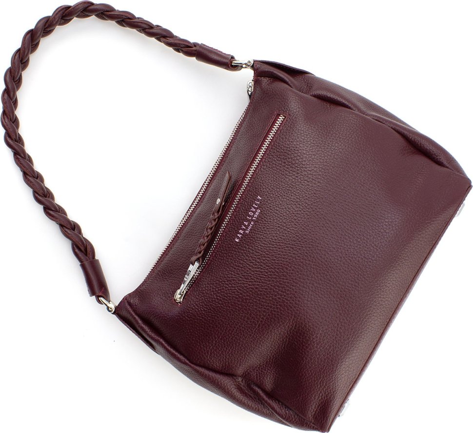 Женская сумка среднего размера из марсаловой кожи с одной лямкой KARYA (21025)