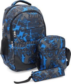 Стильний різнокольоровий текстильний рюкзак з сумкою в комплекті Monsen (55993)