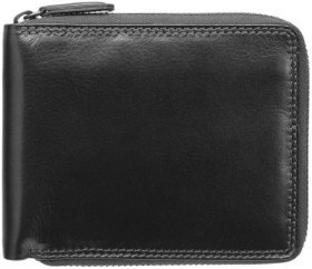 Невеликий горизонтальний гаманець з натуральної шкіри чорного кольору Visconti 66493