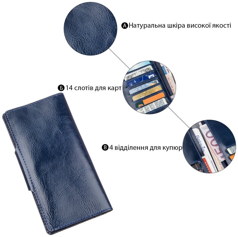 Купюрник из кожи алькор в синем цвете на кнопках SHVIGEL (2416170) modnotak фото №11
