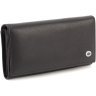 Кожаный женский кошелек черного цвета с хлястиком на кнопке ST Leather 1767393