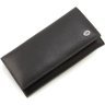 Кожаный женский кошелек черного цвета с хлястиком на кнопке ST Leather 1767393 - 3