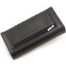 Кожаный женский кошелек черного цвета с хлястиком на кнопке ST Leather 1767393 - 4