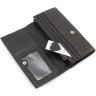 Кожаный женский кошелек черного цвета с хлястиком на кнопке ST Leather 1767393 - 7
