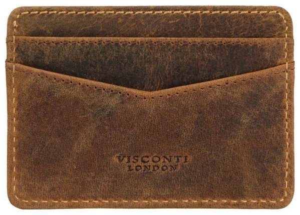 Вінтажний картхолдер з натуральної шкіри коричневого кольору Visconti Axe 77393