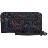 Женский кошелек на молнии с кистевым ремешком Desisan 107893 синего цвета с узором цветов modnotak фото - 3