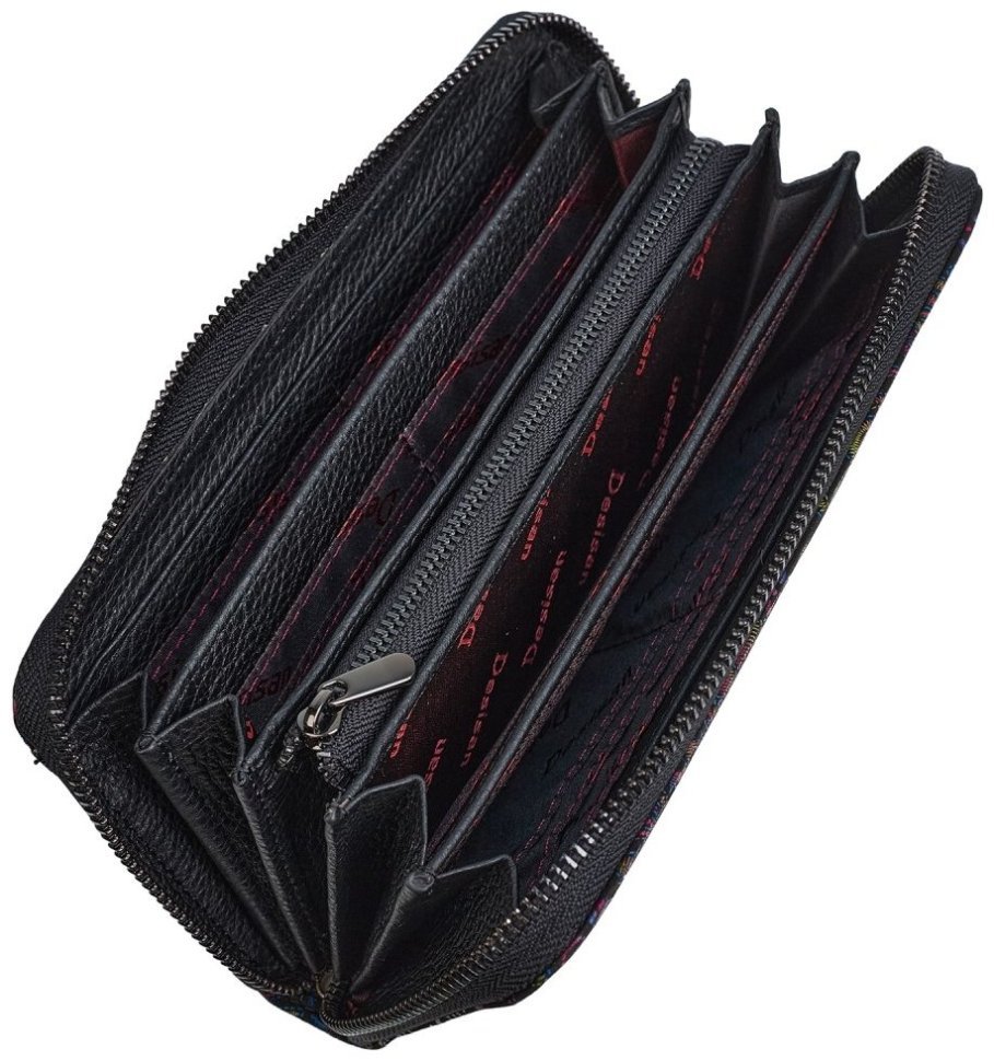 Женский кошелек на молнии с кистевым ремешком Desisan 107893 синего цвета с узором цветов modnotak фото №4