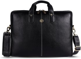 Сумка із натуральної шкіри з ручками та ременем через плече з відділенням для ноутбука до 15" Hammonds Flycatcher LB106 чорного кольору 107993