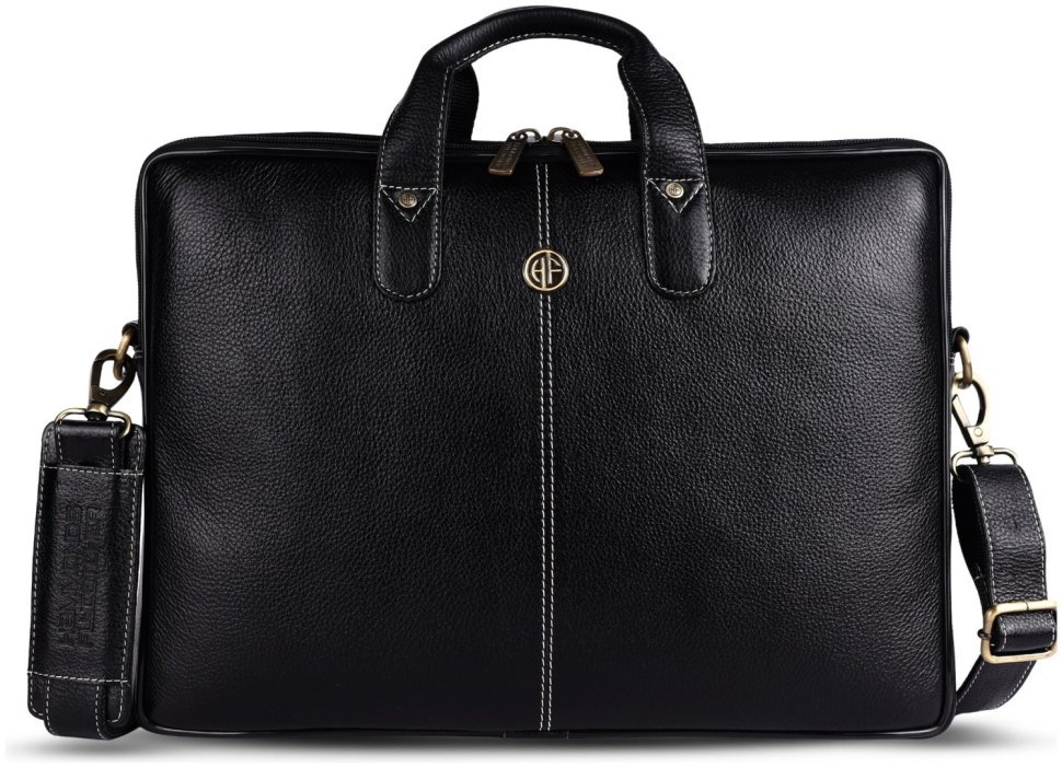 Сумка из натуральной кожи с ручками и ремнем через плечо с отделением для ноутбука до 15" Hammonds Flycatcher LB106 черного цвета 107993 modnotak фото №1