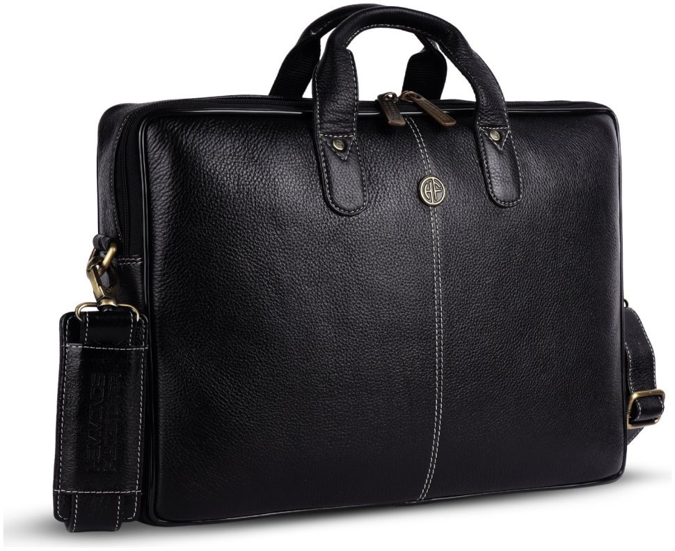 Сумка из натуральной кожи с ручками и ремнем через плечо с отделением для ноутбука до 15" Hammonds Flycatcher LB106 черного цвета 107993 modnotak фото №3