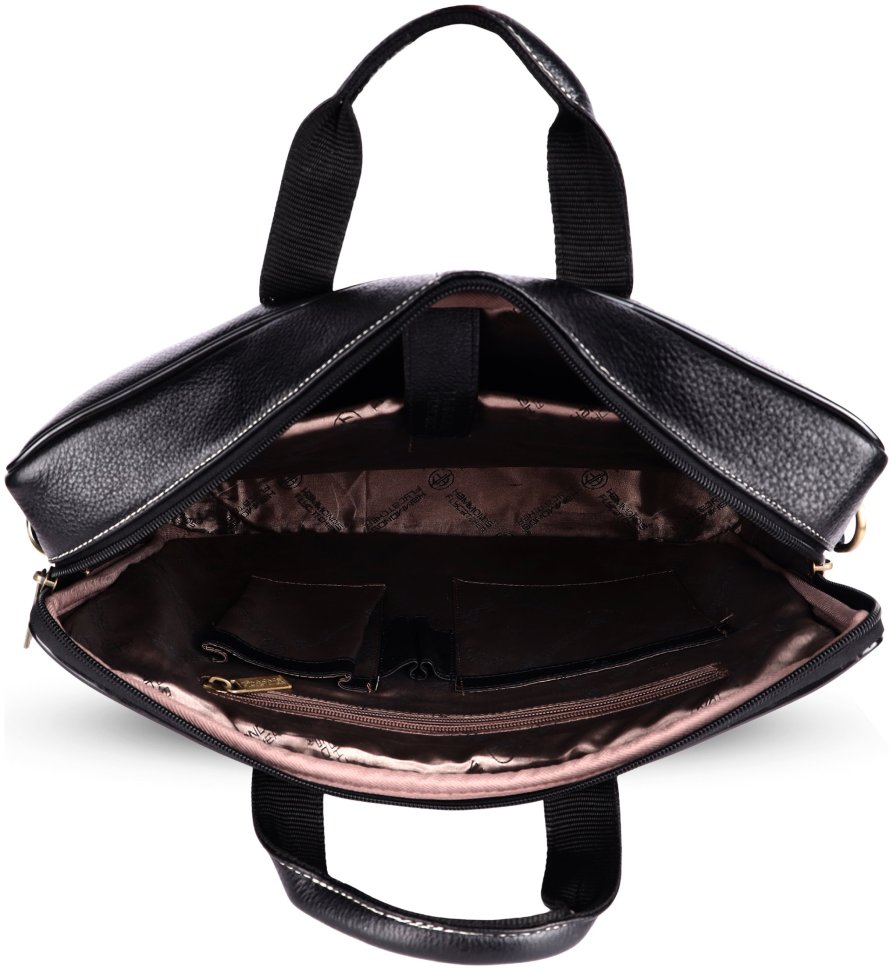 Сумка из натуральной кожи с ручками и ремнем через плечо с отделением для ноутбука до 15" Hammonds Flycatcher LB106 черного цвета 107993 modnotak фото №5