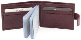 Горизонтальная визитница из фактурной кожи цвета марсала KARYA (408-243)