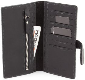 Вертикальный купюрник ручной работы из винтажной кожи Grande Pelle (13013)