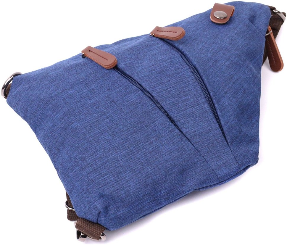 Чоловіча сумка-слінг середнього розміру із синього текстилю Vintage 2422199