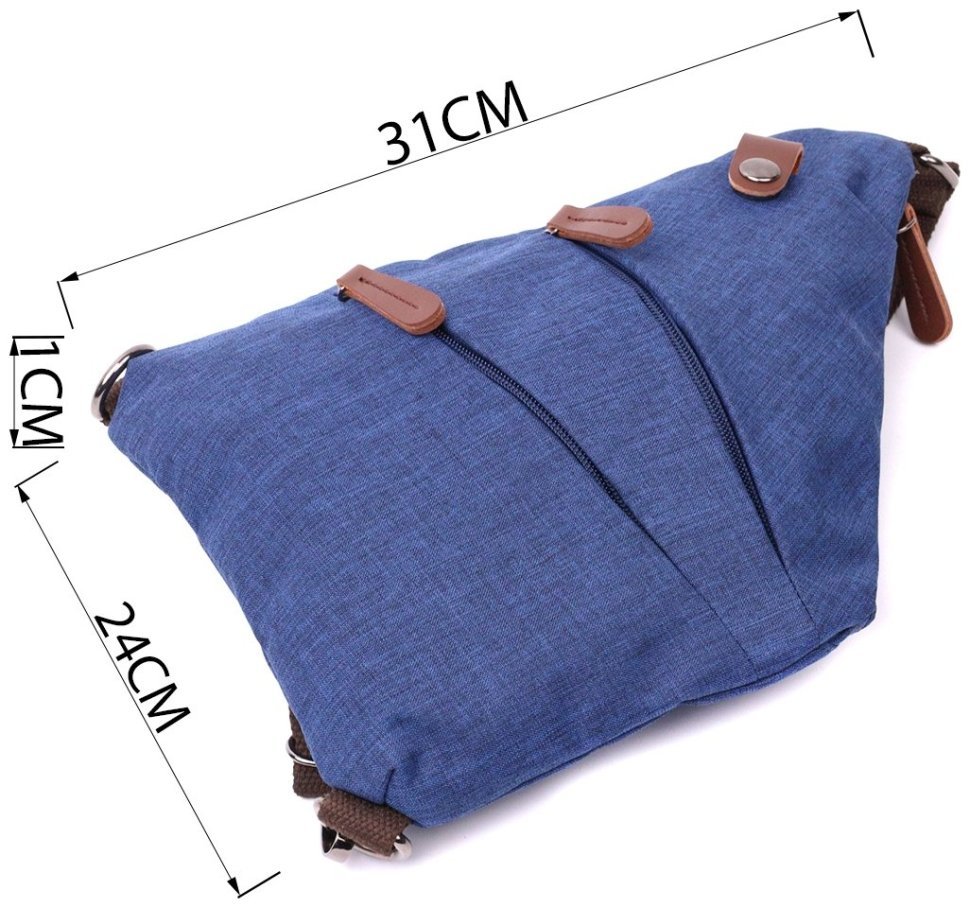 Мужская сумка-слинг среднего размера из синего текстиля Vintage 2422199 modnotak фото №9