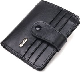 Чорний чоловічий гаманець компактного розміру з натуральної гладкої шкіри CANPELLINI (2421685)