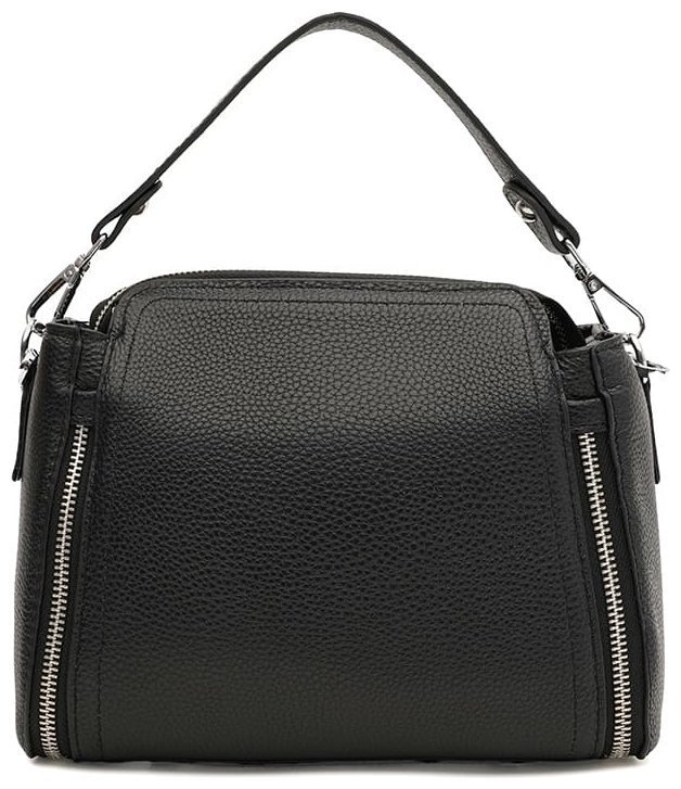 Повседневная женская сумка из фактурной кожи со съемной ручкой Borsa Leather 108893 черного цвета modnotak фото №1