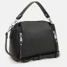 Повседневная женская сумка из фактурной кожи со съемной ручкой Borsa Leather 108893 черного цвета modnotak фото - 3