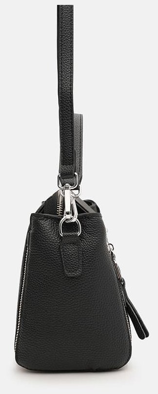 Повседневная женская сумка из фактурной кожи со съемной ручкой Borsa Leather 108893 черного цвета modnotak фото №4
