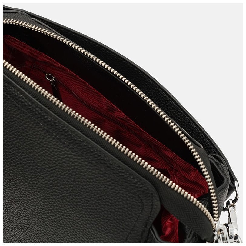 Повседневная женская сумка из фактурной кожи со съемной ручкой Borsa Leather 108893 черного цвета modnotak фото №5
